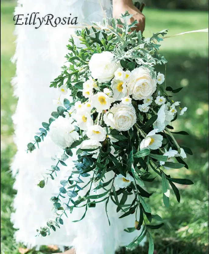 

Тропический Свадебный букет EillyRosia для невесты, Маковый пион, натуральные цветы, букет для невесты, свадебное назначение