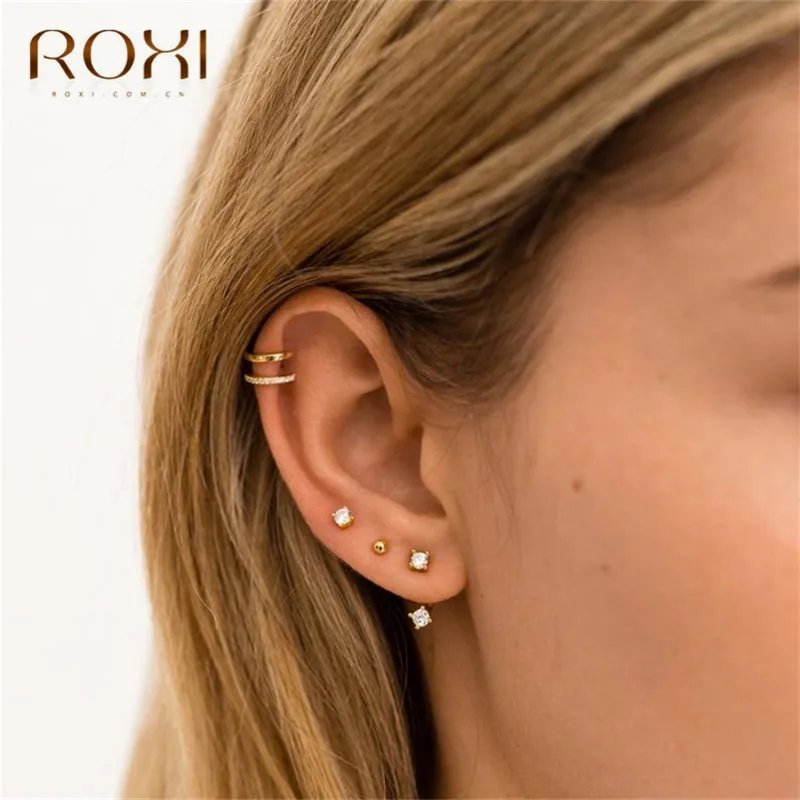 ROXI модные маленькие ушные манжеты полые u-образные клипсы на сережках альпинистские без имитация Пирсинга Хряща Серьги из стерлингового серебра 925 пробы