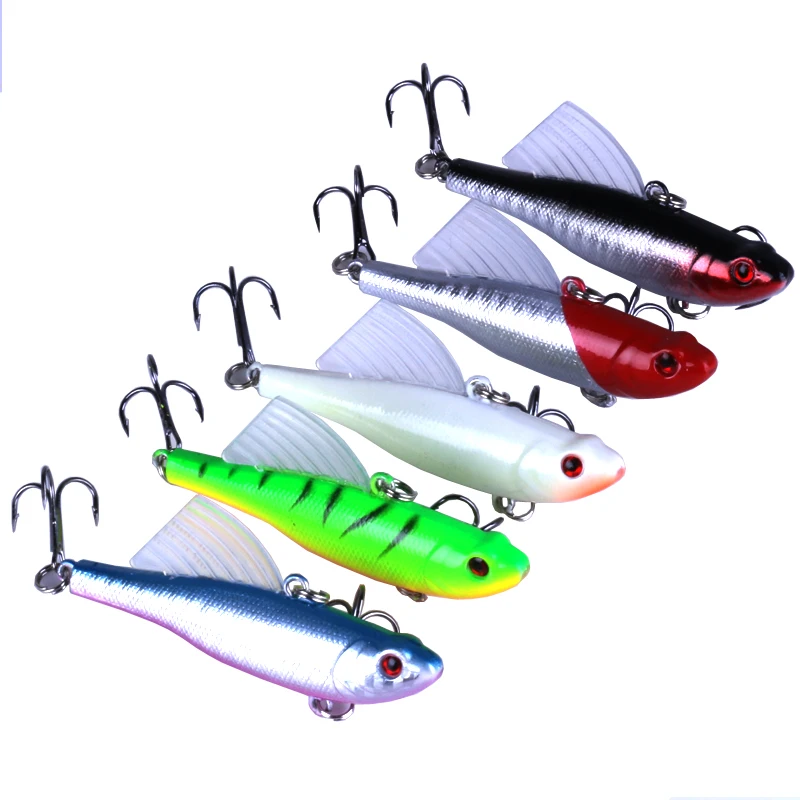 

Fishing Lure With Wing Ocean Fishing Bass Transparent Fin 17.8g/6.5cm Arificial Lures 3D Eye VIB 5 Piece Sale