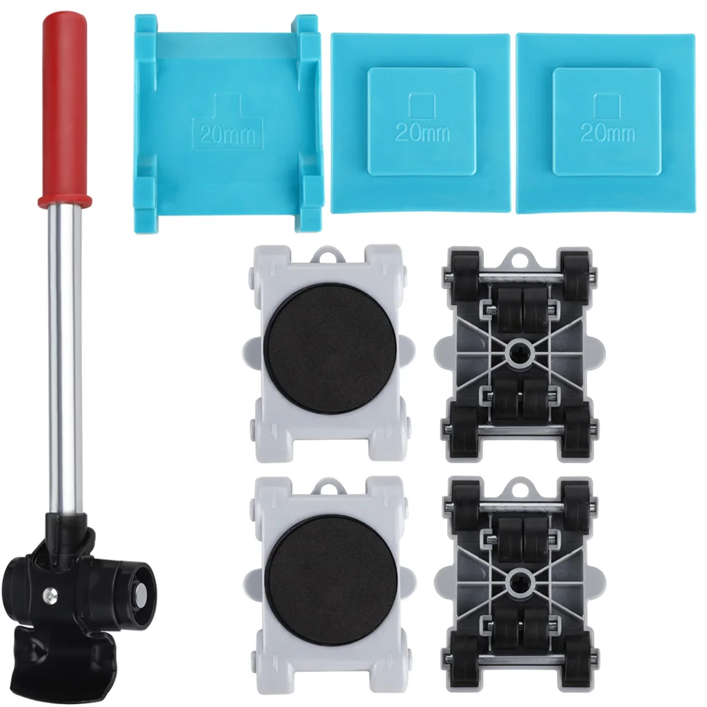 

Furniture Mover Set Furniture Mover Tool Transport Lifter Heavy Stuffs Moving Wheel Roller Bar Hand Tools 8 Pcs Set