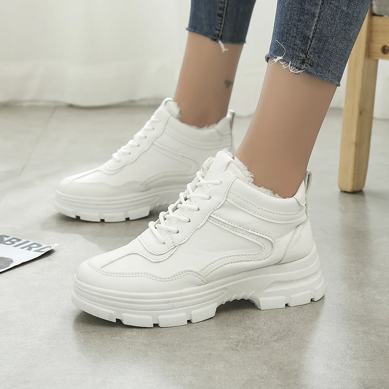 Модные зимние ботинки кроссовки женские ботильоны теплая спортивная обувь