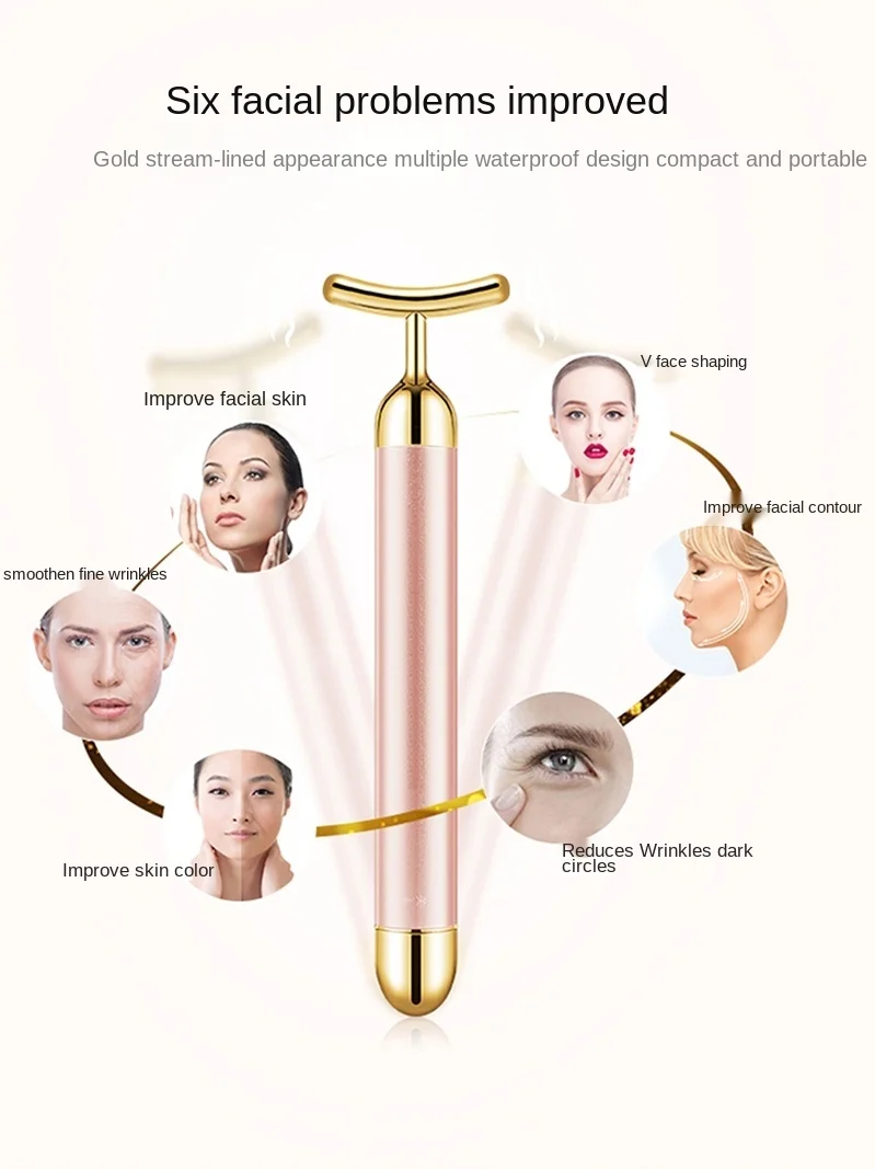 

CX 24K Gold Stick Beauty Bar Vibration Lifting Firming Facial Massager Free Shipping