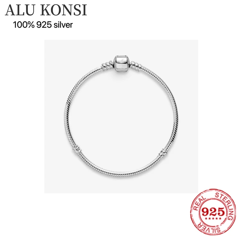 

Original Luxury Real 100% 925 Sterling Silver pan bracelet for Women Snake Chain Bangle Authentic Charm high quality DIY Jewelry