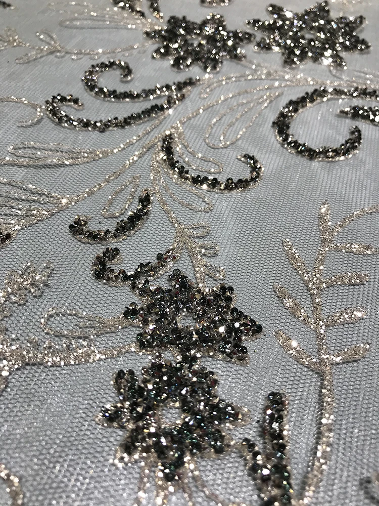 

High Quality Black/Dark Green With Rhinestone French Net Tulle Lace Fabric Nigerian Soft Mesh Dress For Women 2021 Wedding Party