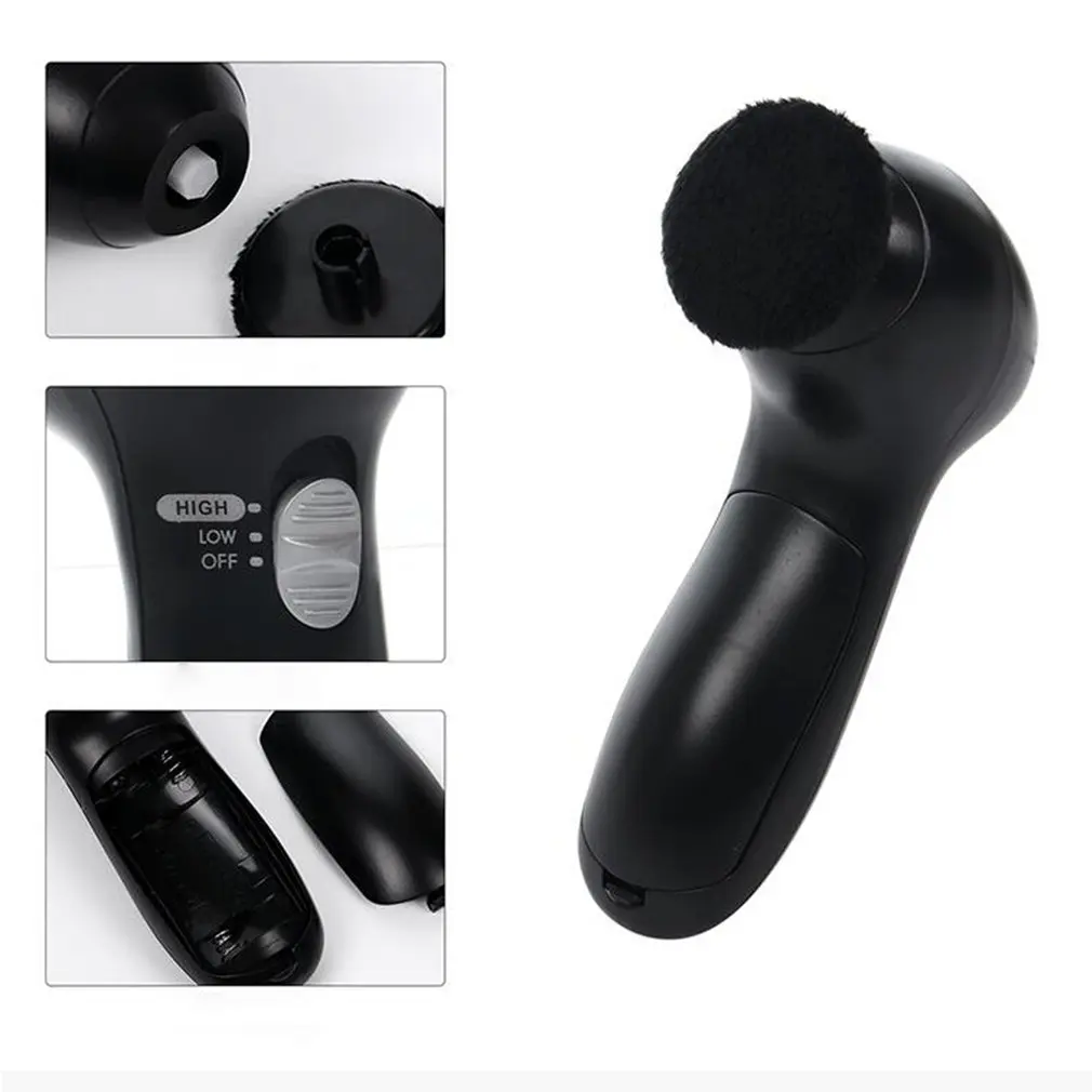 

Electric Shoe Brush Shine Shoes Polisher Polishing Handheld Automatic Cleaning Kit for Leather Bags Clothes 5AA Battery Black