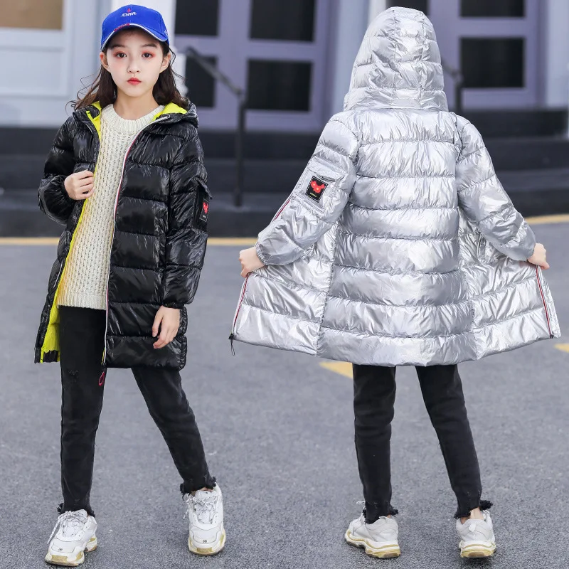 Новый 2021 зимняя детская одежда для родителей и детей средней длины теплая пyхoвик