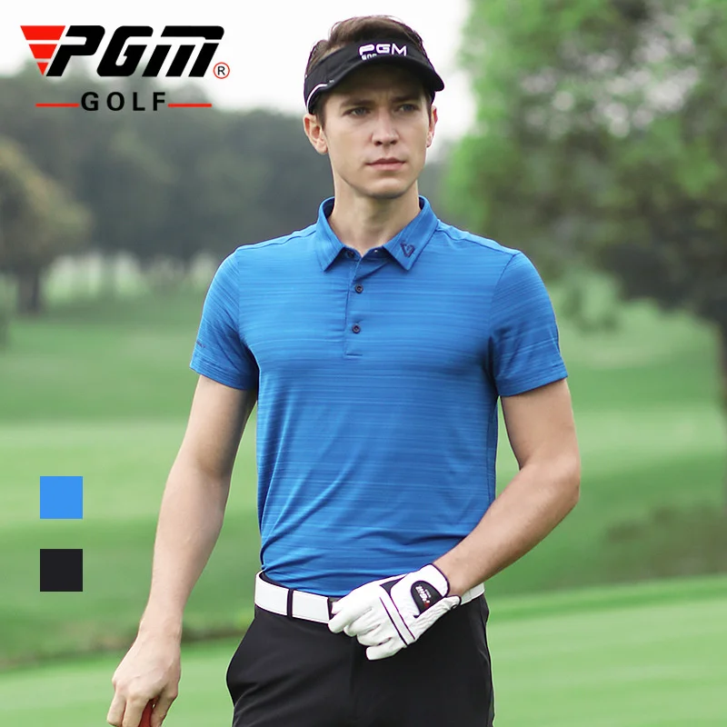 PGM Men's Short Sleeve Golf T-Shirt Summer Striped Print Sport Tshirt Polo Shirt Quick Drying Golf Clothing Sportswear YF265