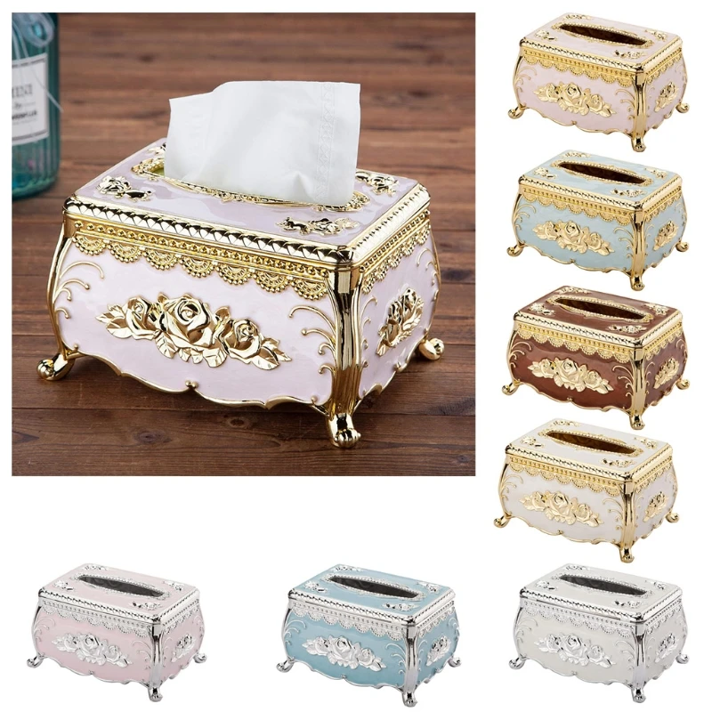 

50JD European Luxury Retro Tissue Box with Lid Tissue Container Towel Tissue Paper