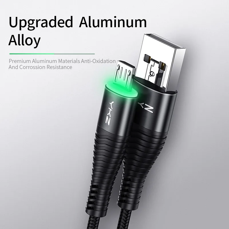 YKZ LED Micro USB кабель 3A для быстрой зарядки передачи и синхронизации данных шнур Samsung