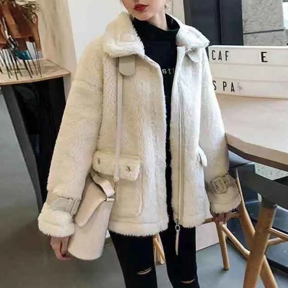 

Women's Winter Jacket 2021 New Mid-Length Loose Keep Warm Office Lady With Zipper And Pocket Casual Style Lapel Neck Lined Coats