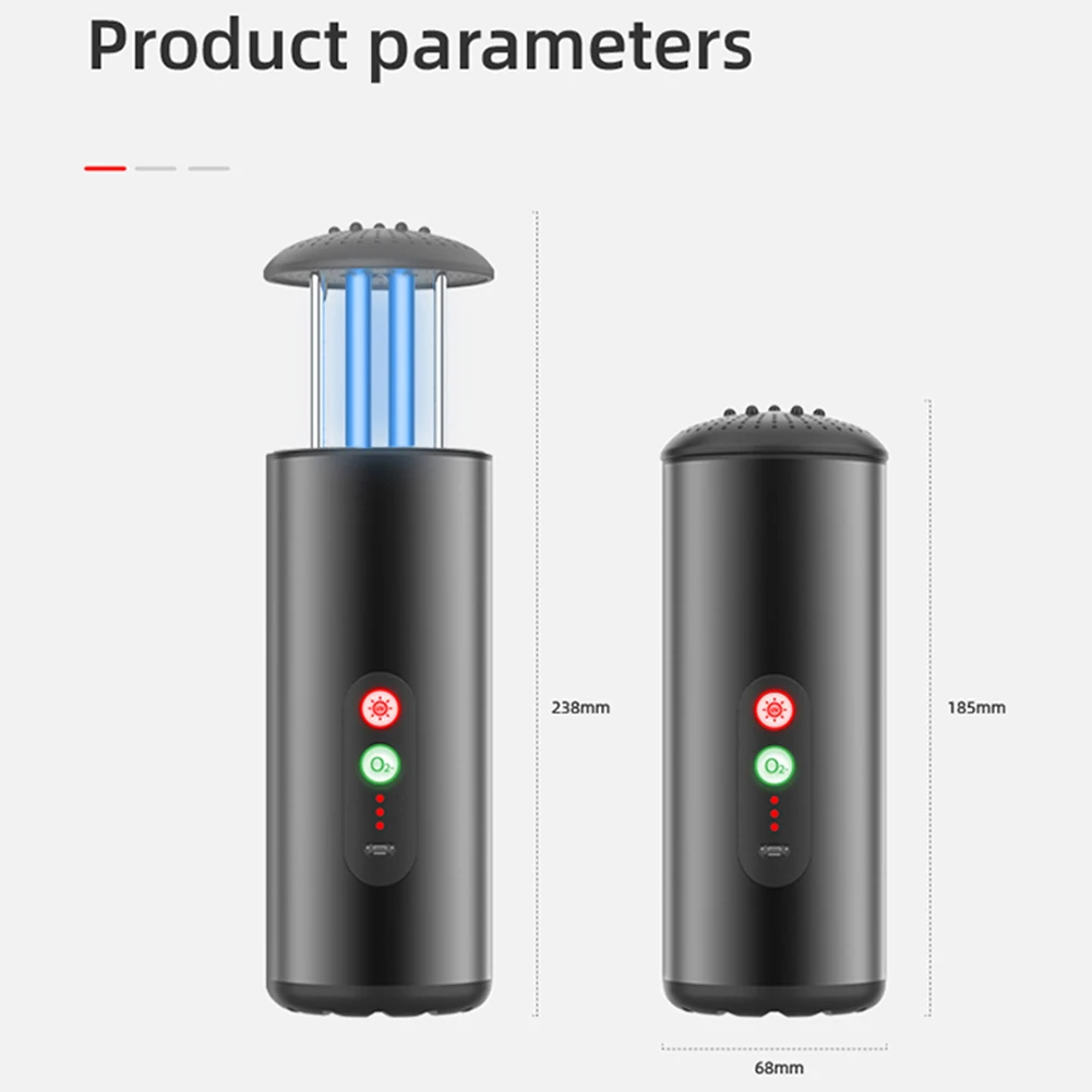 

Portable Car Air Fresher Purifier UV-C Sterilizer Ozone Air Ionizer USB Rechargeable Ionizer Deodorizer Multifunctional