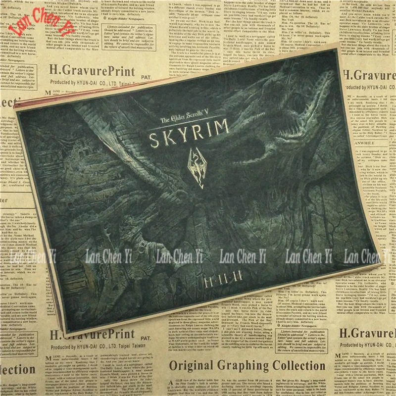 Шоколад The Elder Scrolls Skyrim Классическая игра плакат на крафт-бумаге Бар Кафе гостиная столовая картина для декора комнаты - Цвет: Шоколад
