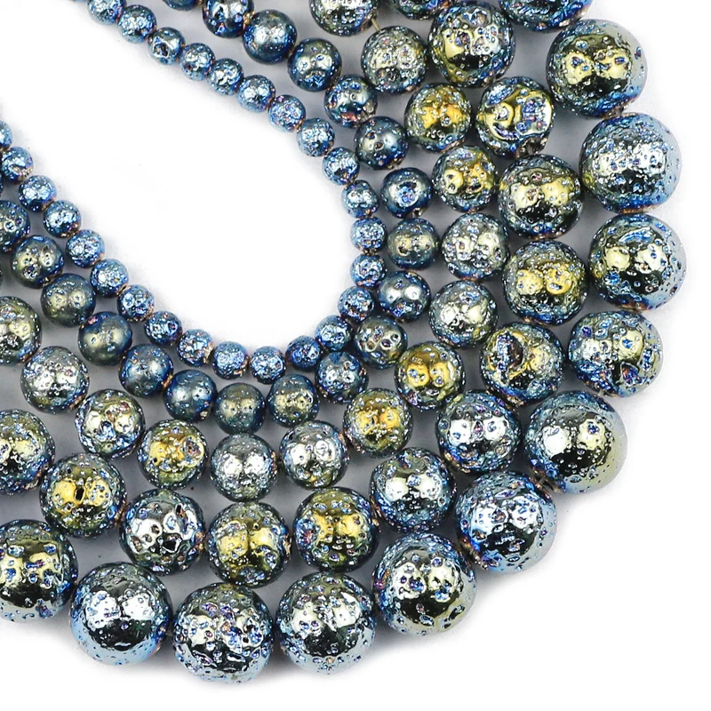 

JHNBY New bright green Lava volcanics ore Natural Stone 4/6/8/10/12MM Round Spacers Loose beads for Jewelry making DIY bracelets