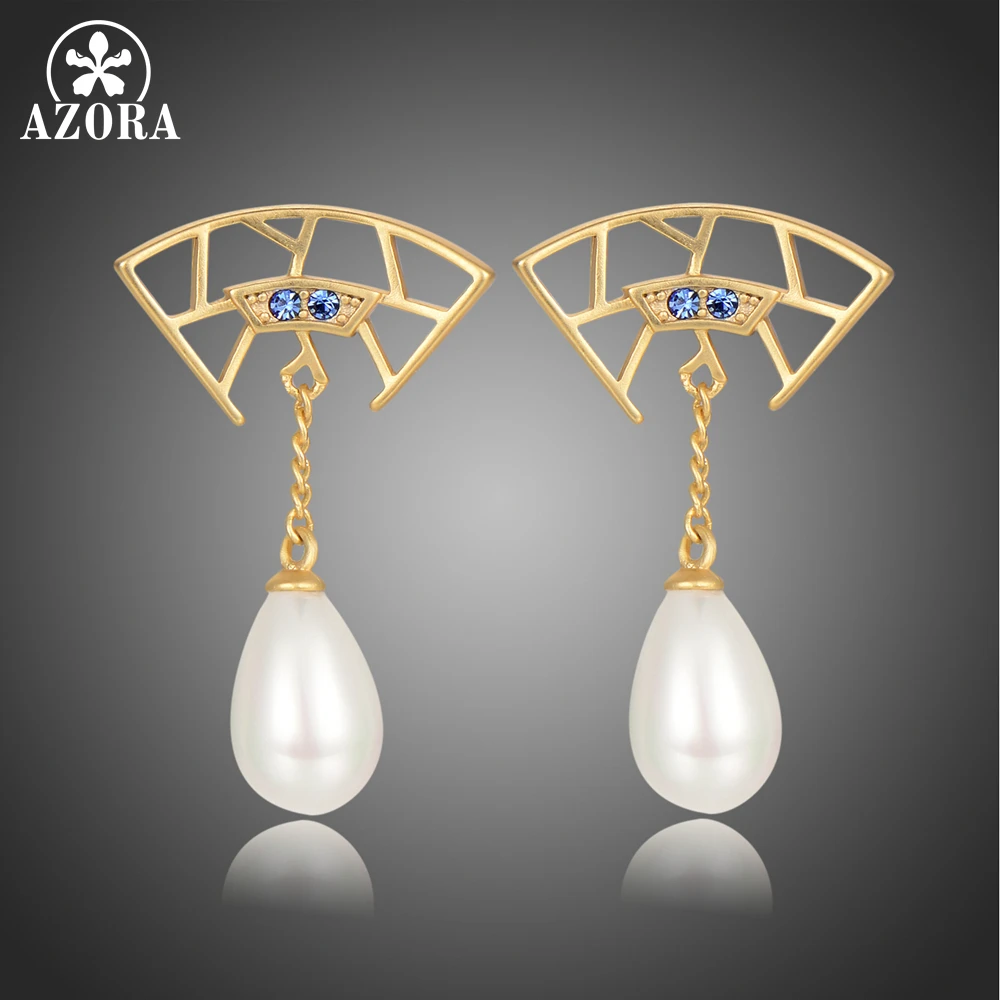 AZORA бренд дизайн геометрический жемчужные серьги в виде капель блестящие