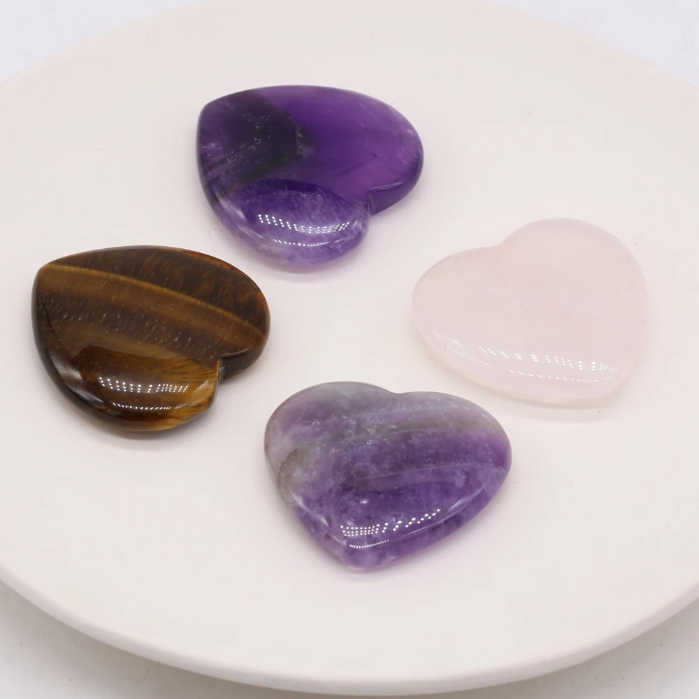 

Wholesale6PCS Natural Semi-precious Stone Rose Quartz Amethyst Heart-shaped Bead Pendant Making DIYNecklace Earring Jewelry Gift