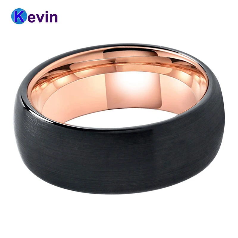 Очень популярная купольная лента вольфрамовое свадебное кольцо с черной щёткой