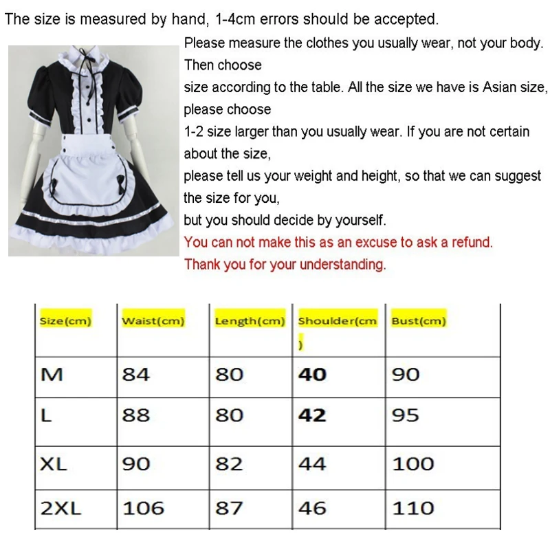 

2021 Black Cute Lolita Maid Sexy Costumes French Maid Dress Girls Woman Amine Cosplay Costume Waitress Maid Party Stage Costumes