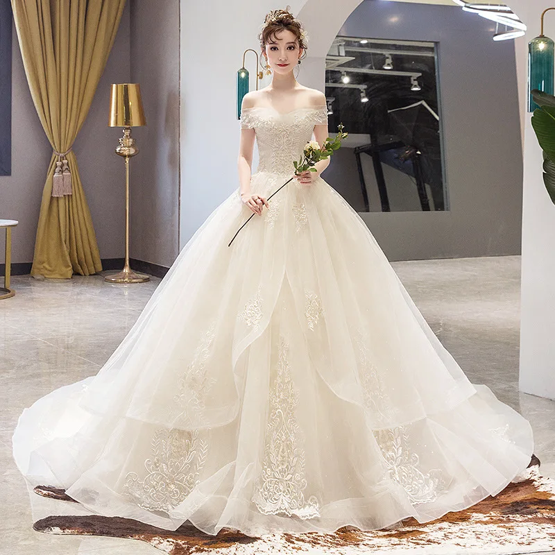 

LAMYA Luxury Dream Chapel Chapel Train Wedding Dress Lace Chiffon Bridal Gowns Custom Vestidos De Novia Nemidor Robe De Soiree