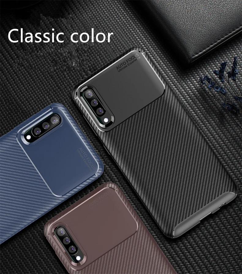 Business Carbon Fiber phone case For Samsung Galaxy Note9 S9 S10 Plus Lite A6 J3 J7 2018 Solid color Diamond Grid Matte |