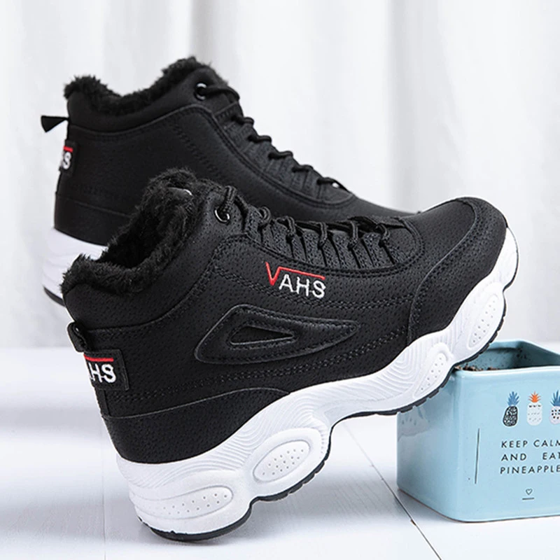 VTOTA Chunky Sneakers Women Winter Warm Shoes New Platform Wedges Shoes Tenis Feminino Pink Fur Vulcanized Shoes Snow Shoes ISN