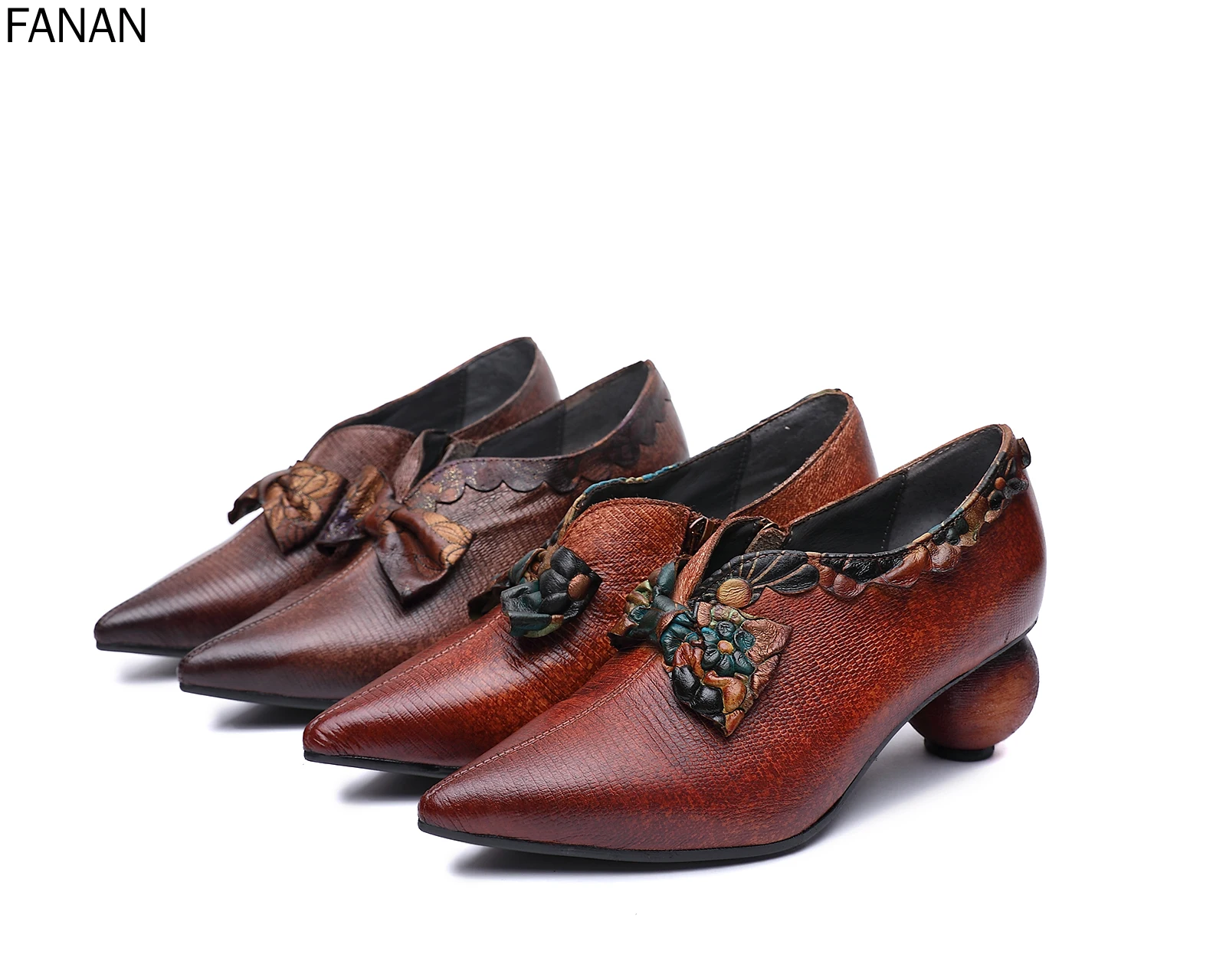 

2021 Women's Boots New Leather Embossed Boots High Heel Round Head Comfortable Boots Autumn and Winter Shoes Type Heel Height