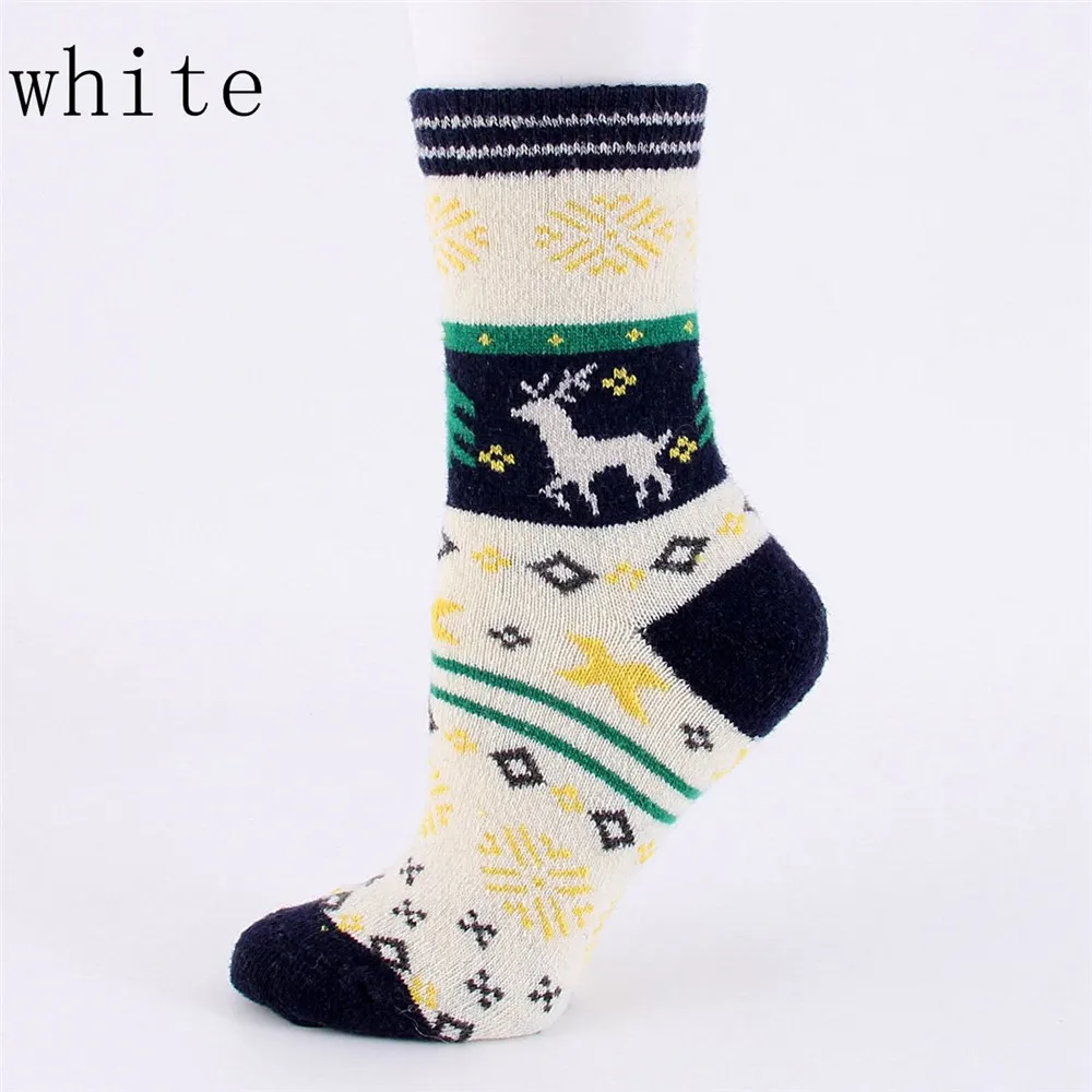 white EIE/зимние женские носки, подарок на Рождество, модные зимние милые шерстяные носки, сумасшедшие носки, женские теплые носки с животными, горячая Распродажа - Цвет: white