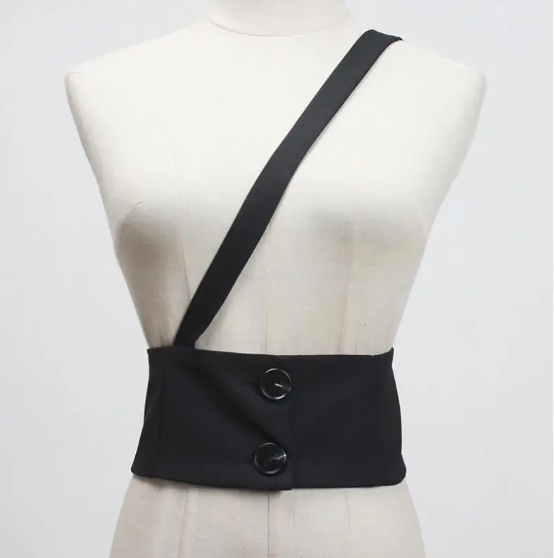 

Женские эластичные пояса из черной ткани, модельные корсеты, широкий пояс с украшением, R1164