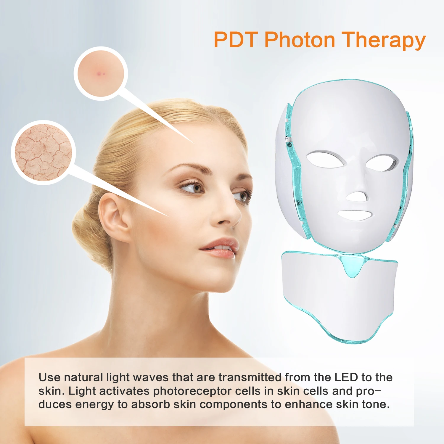 Маска светодиодная для ухода за лицом 7 цветов с инфракрасным светом | Красота и