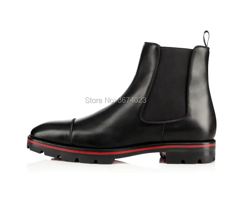 Qianruiti botas hombre мужские ботинки Челси Черные ботильоны слипоны с резиновой подошвой