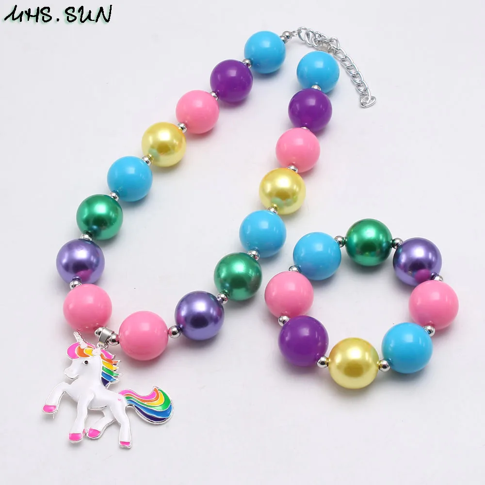 Детское ожерелье MHS.SUN разноцветное объемное из бусин с подвеской в виде