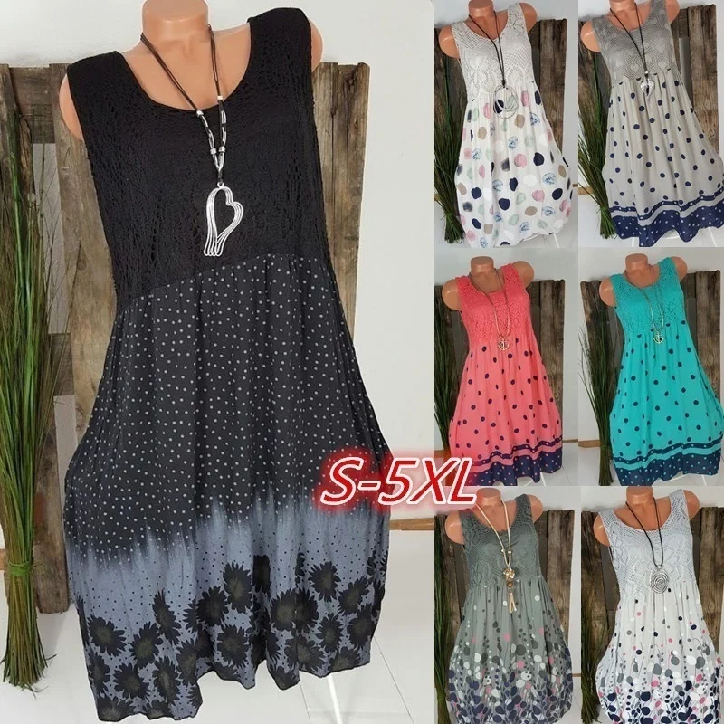 ZOGAA для женщин размера плюс Модное платье без рукавов в винтажном стиле Платье с