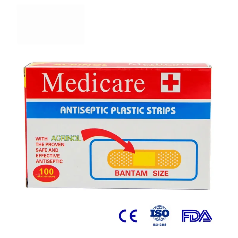 100Pcs Emergency Band-aids Disposable Medical Stick Cotton Swab Iodine Antibacterial Care Dressing First Aid Supplies