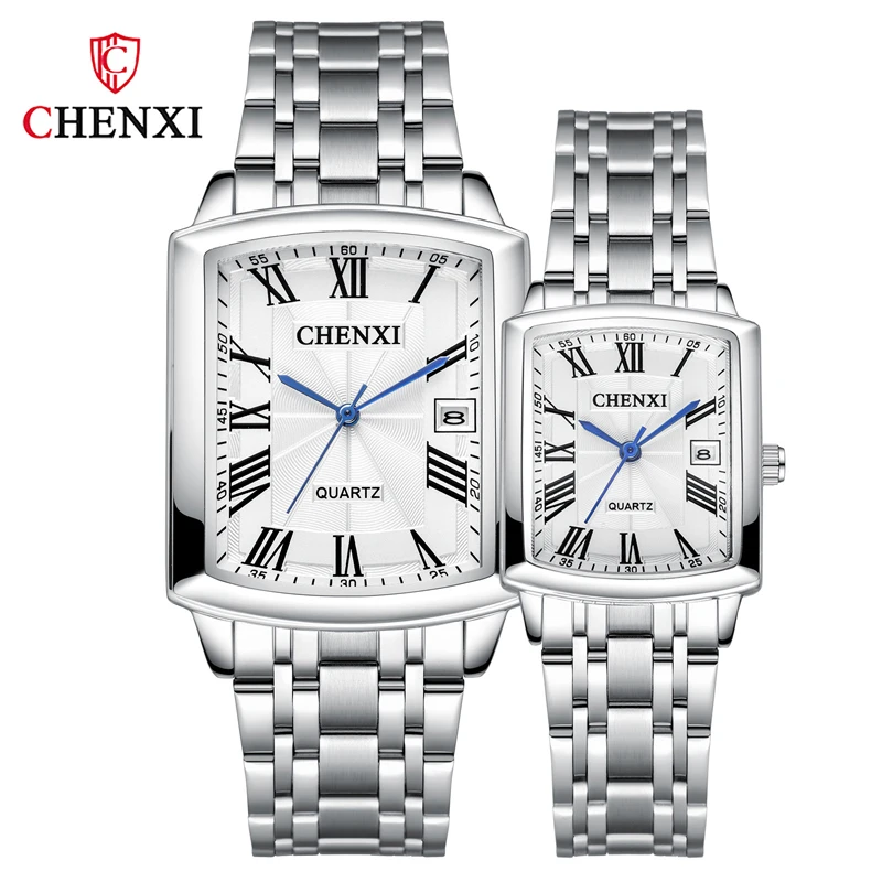 Lover Watches CHENXI Luxury Stainless Steel Bracelet Simple Date Quartz Watch For Men Luxury Casual Wristwatch Couple Gift