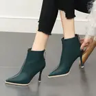 Cresfimix Botas Femininas; Женские классические зеленые ботильоны высокого качества на высоком каблуке; Милые женские осенние офисные туфли из искусственной кожи; A9039