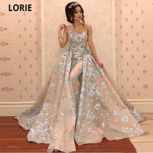 LORIE Vestidos de Noche de lujo de sirena con cuentas de tren desmontables, Apliques de encaje, vestidos formales de celebridades para fiesta (4)