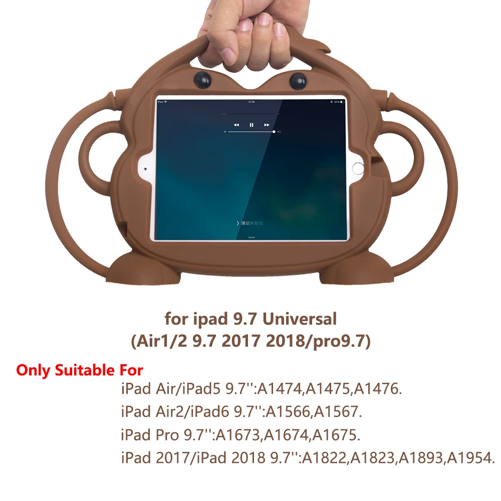 

Kid safety Tablet Case for iPad Air Pro 9.7" Kid friendly Carry Shockproof 9.7 in Washable Stand Silicone Case for iPad Air2