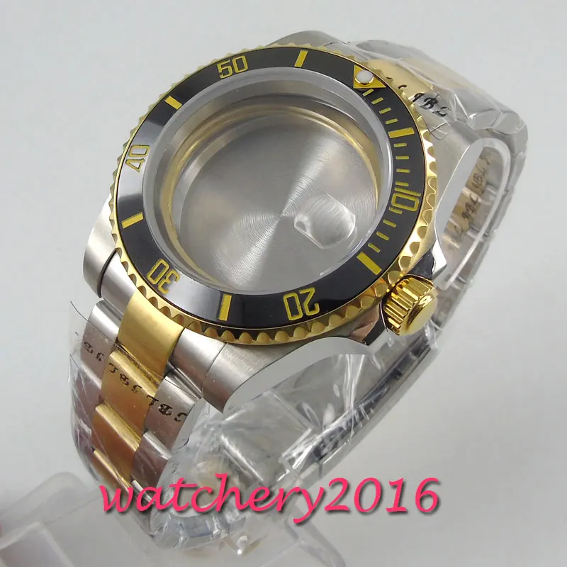 40mm sapphire glass black ceramic bezel Watch Case set fit 2836 miyota 8215 MOVEMENT