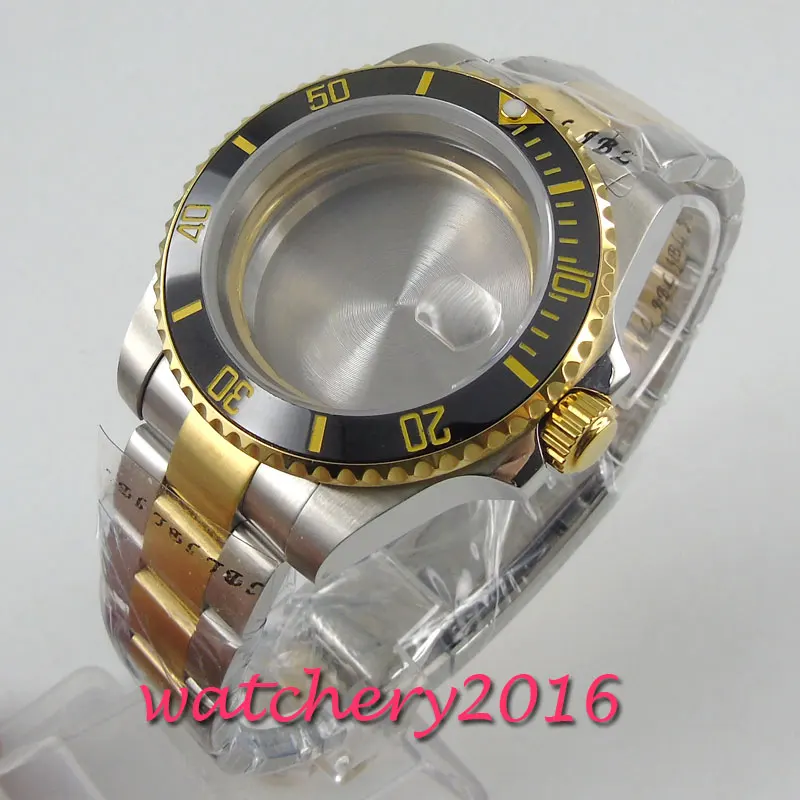 

40mm sapphire glass black ceramic bezel Watch Case set fit 2836 miyota 8215 MOVEMENT