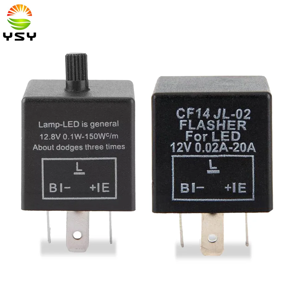 

YSY1pcs LED Adjustable Flasher Relay For Turn Signal Light Blinker Hyperflash CF14 for European car motorcycle