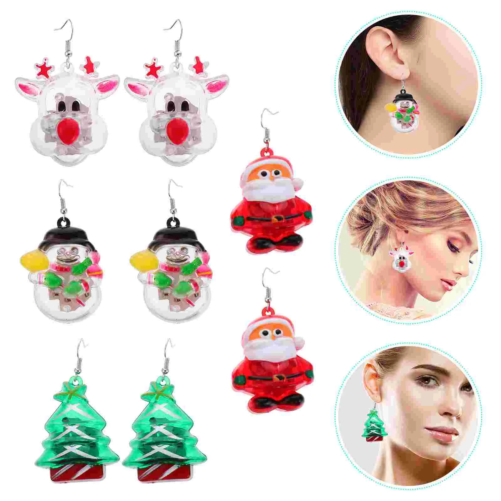 

4 Pairs of LED Xmas Party Lighting Earrings Fashion Earrings(Mixed Style)