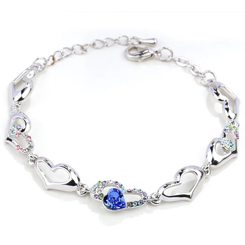 

New fashion famale heart crystal bracelet stainless steel bracelets fashion jewelry for women adjustable bracelets gift