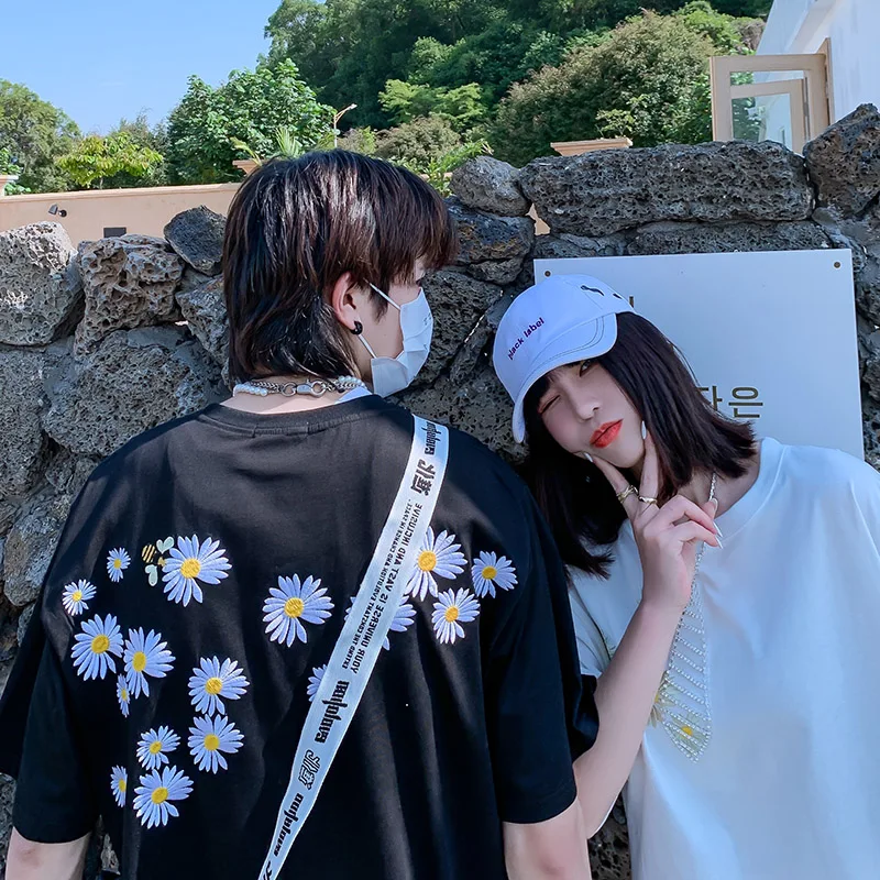 Прямая поставка Мужская футболка с коротким рукавом для пары большой размер 2020