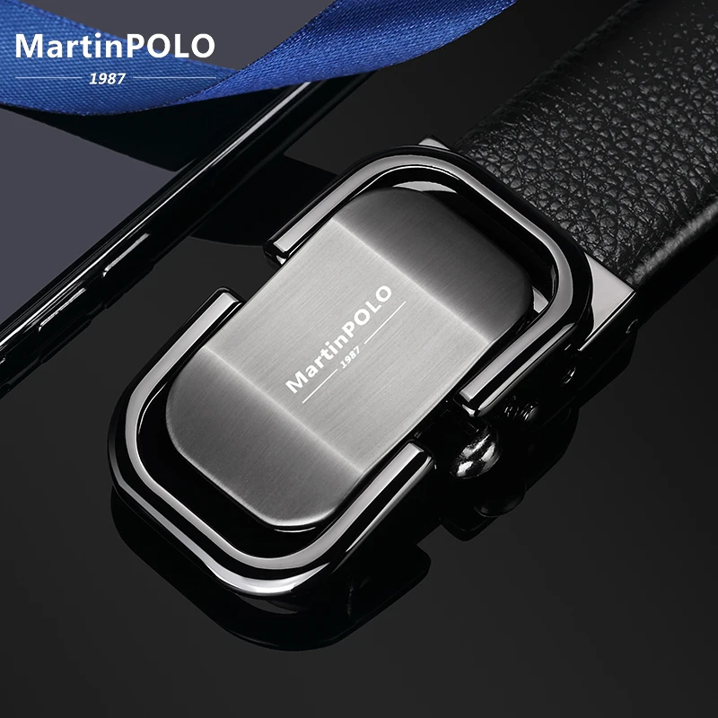 Ремень мужской из натуральной кожи с автоматической пряжкой чёрный пояс