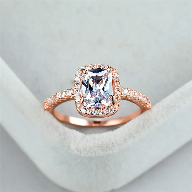 

Vintage Female Crystal Black Stone Ring Silver Color Thin Wedding Rings For Women Trendy Square Zircon Engagement Ring