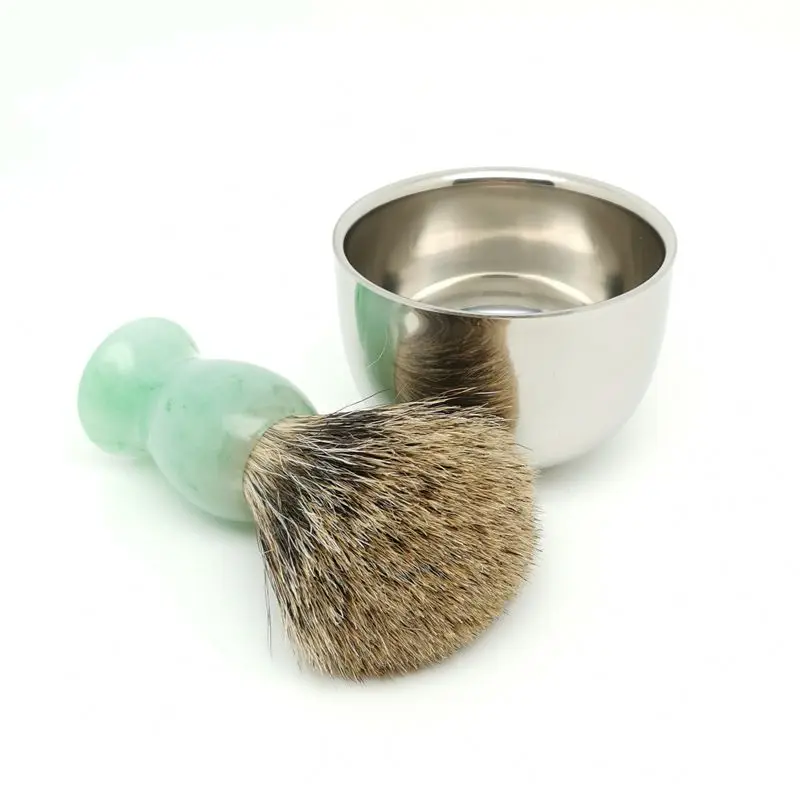TEYO Two Band Fine Badger Hair Shaving Brush and Shaving Bowl Set Perfect for Wet Shave Double Edge Razor Safety Razor