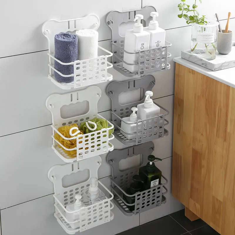 

1PC Foldable Laundry Bath Basket Portable Dirty Clothes Storage Drain Rack Wall-mounted Bucket Bathroom Shelf Kitchen Organizer