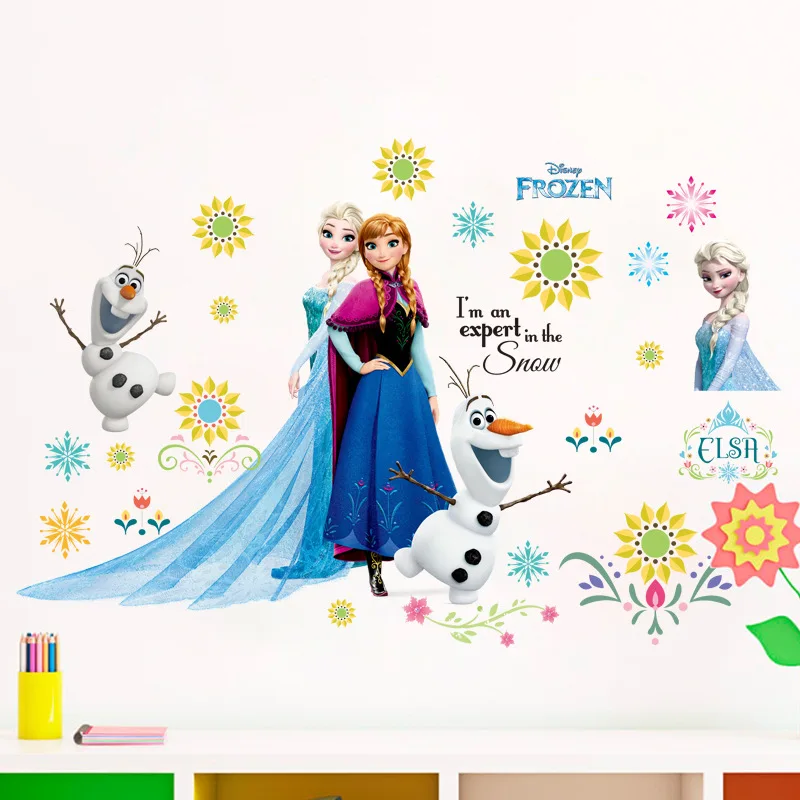 

DIY Cartoon Wall Sticker Frozen Princess Anna And Aisha Puzzle For Kids Room Decoration PVC Pegatinas Autocollant Enfant