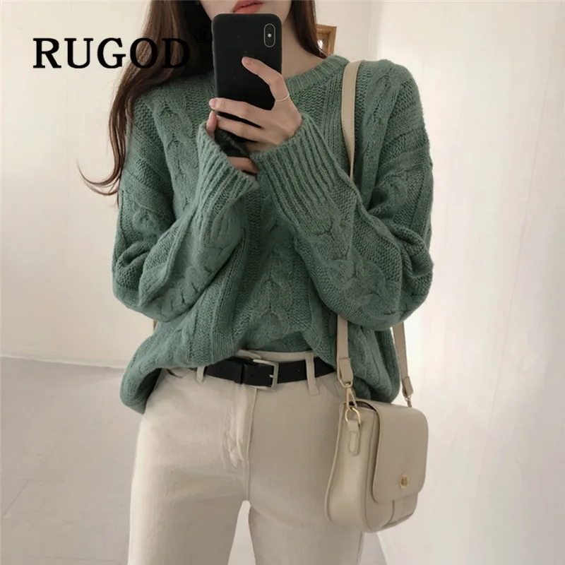 RUGOD 2019 Auturm теплый женский свитер модный длинный рукав витой пуловер корейский шик