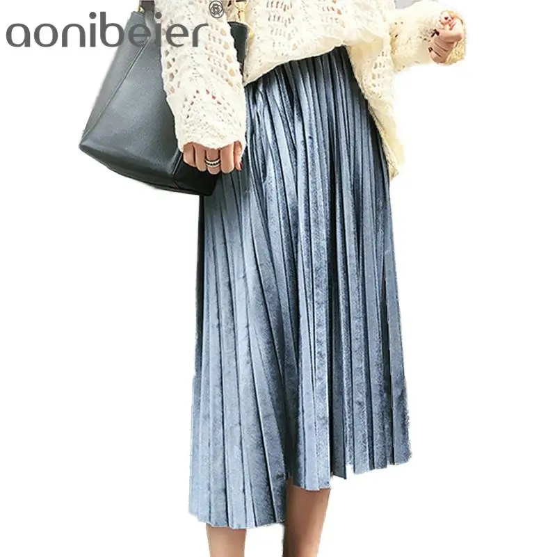 Юбка женская плиссированная до щиколотки с высокой талией|length skirt|skirts womensfashion skirt |