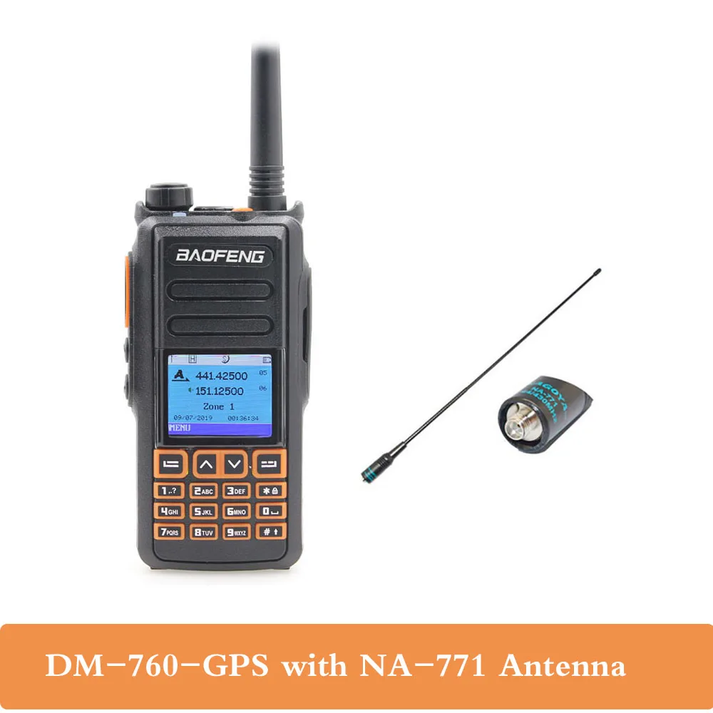 Baofeng Радио DM-760 gps двухдиапазонный Tier 1& 2 Tier II Dual Time slot DMR цифровой аналоговый рация - Цвет: DM-760 with Antenna
